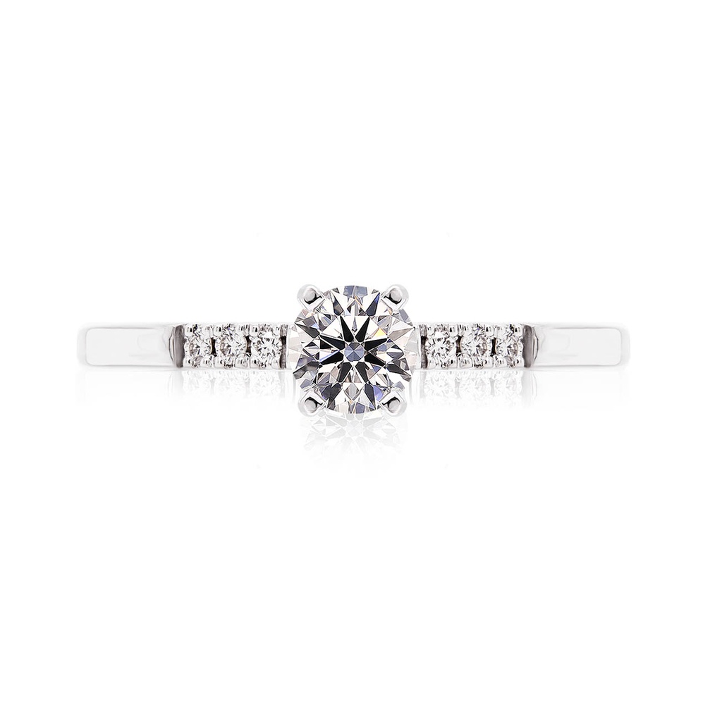 [CYC] Anillo de Compromiso Petite con un diamante natural Corte Ideal Original 1/2ct VS2/I y adornado con 0.05ct de diamantes naturales en oro blanco 18K