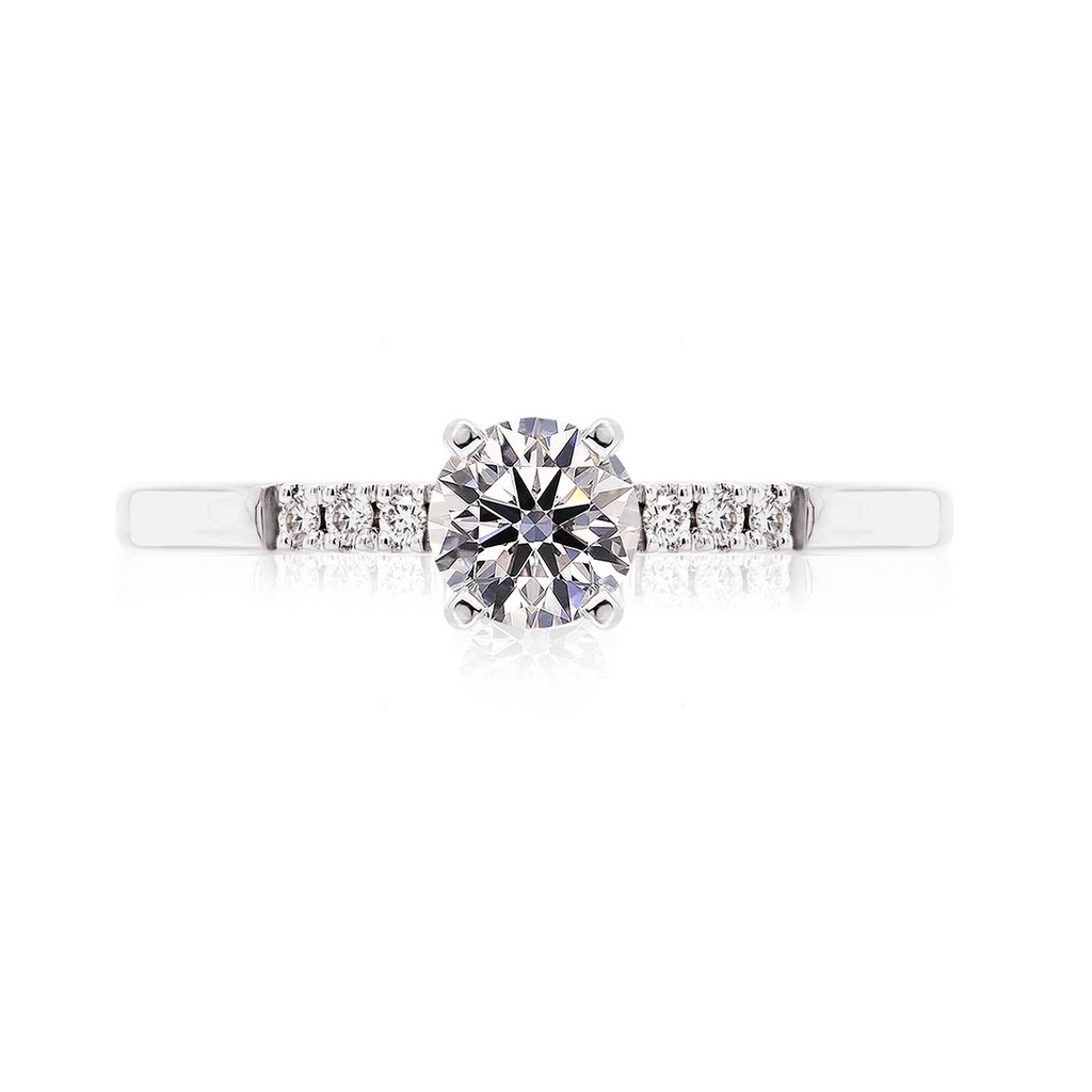 [CYC] Anillo de Compromiso Petite con un diamante natural Corte Ideal Original 2/3ct VS2/I y adornado con 0.05ct de diamantes naturales en oro blanco 18K