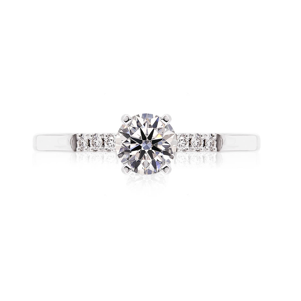 [CYC] Anillo de Compromiso Petite con un diamante natural Corte Ideal Original 3/4ct VS2/I y adornado con 0.05ct de diamantes naturales en oro blanco 18K