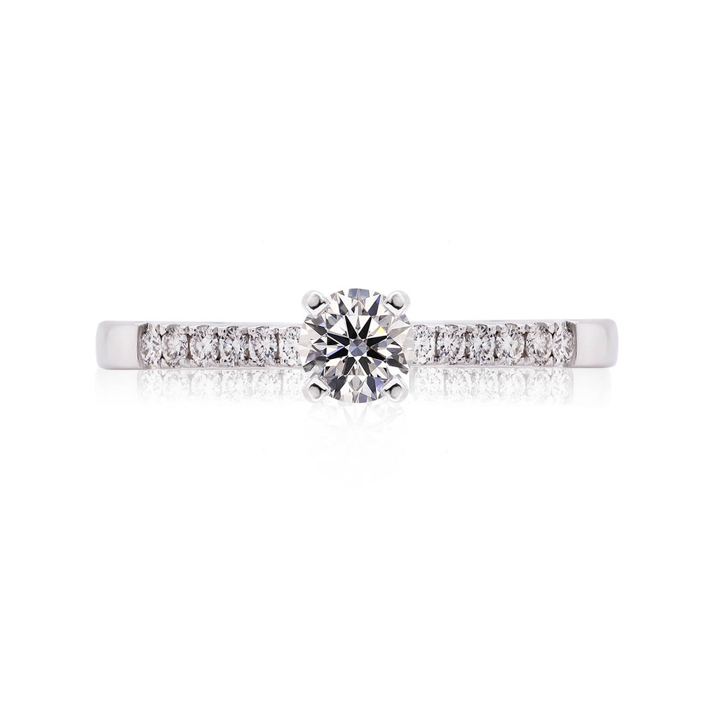 [CYC] Anillo de Compromiso Darling con un diamante natural Corte Ideal Original 1/3ct VS2/I y adornado con 0.18ct de diamantes naturales en oro blanco 18K