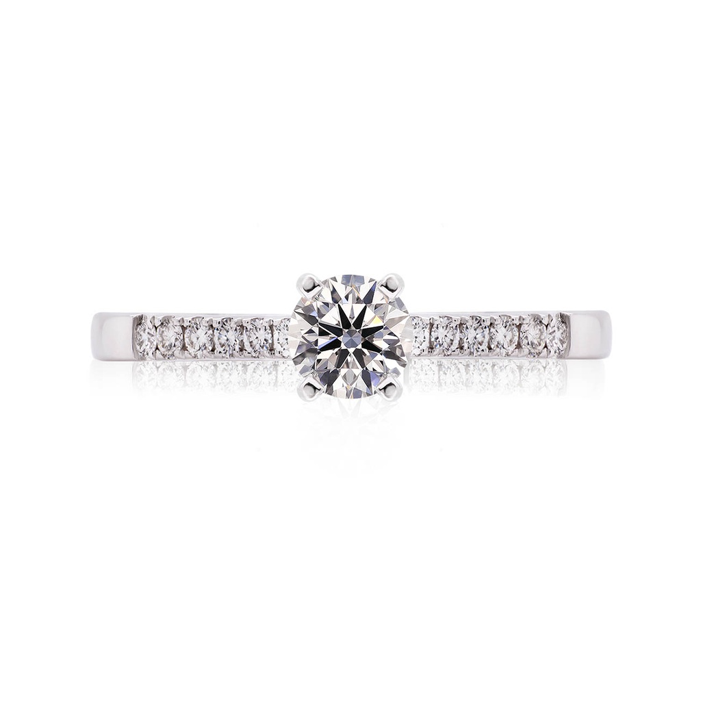 [CYC] Anillo de Compromiso Darling con un diamante natural Corte Ideal Original 1/2ct VS2/I y adornado con 0.18ct de diamantes naturales en oro blanco 18K