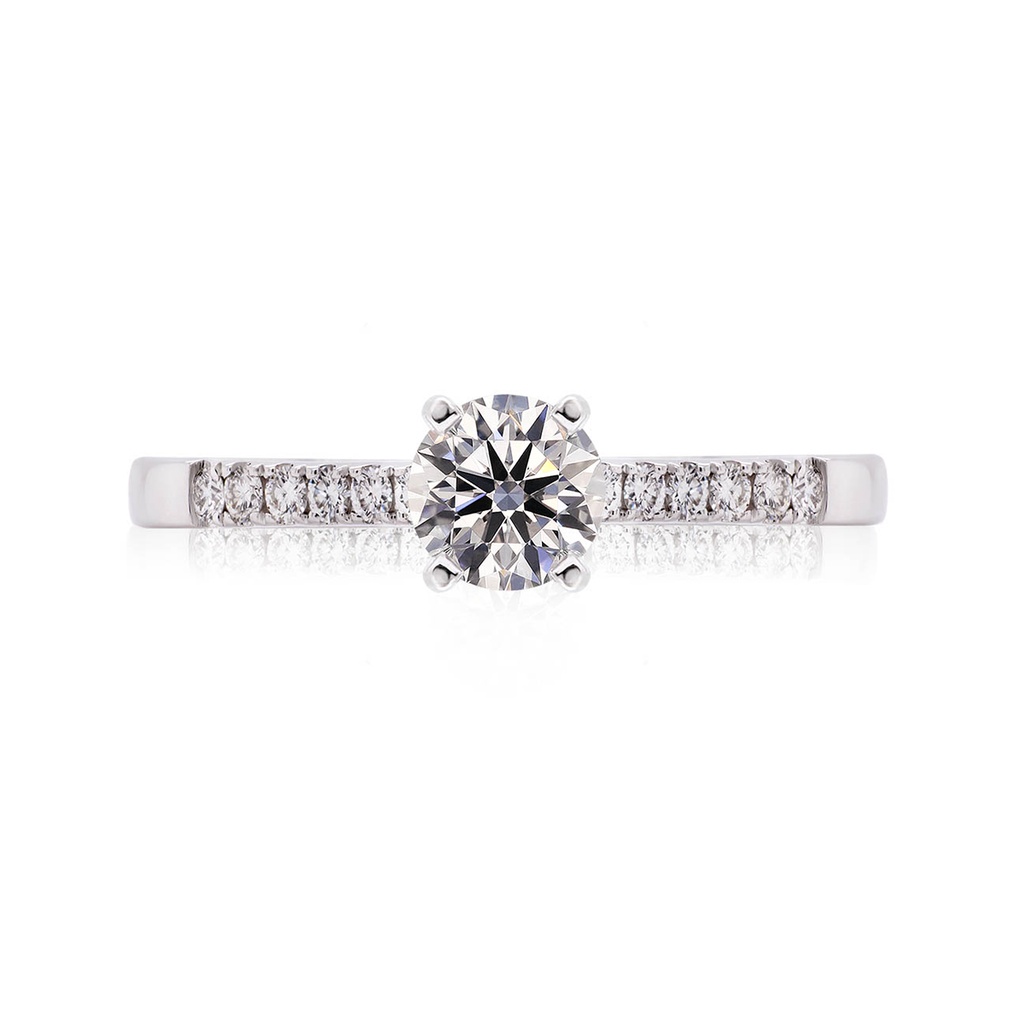 [CYC] Anillo de Compromiso Darling con un diamante natural Corte Ideal Original 2/3ct VS2/I y adornado con 0.18ct de diamantes naturales en oro blanco 18K
