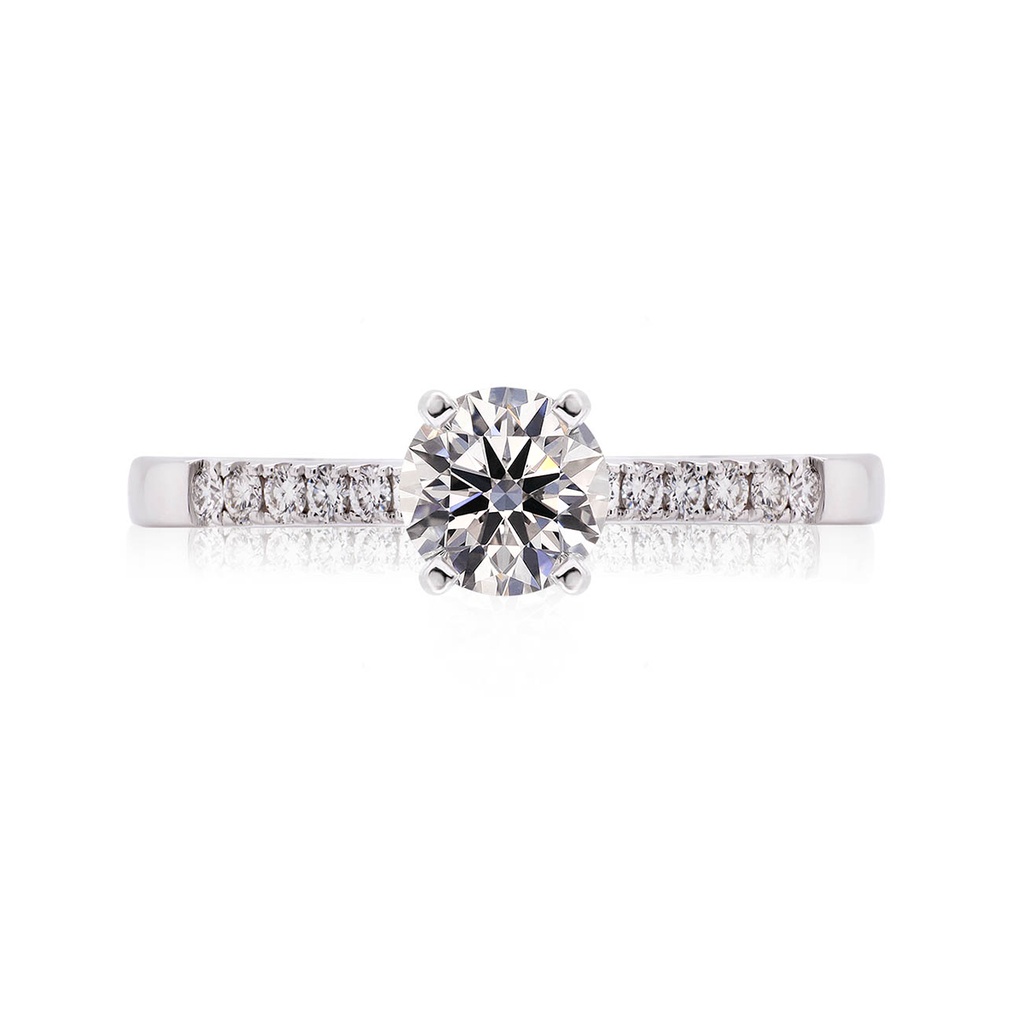 [CYC] Anillo de Compromiso Darling con un diamante natural Corte Ideal Original 3/4ct VS2/I y adornado con 0.18ct de diamantes naturales en oro blanco 18K