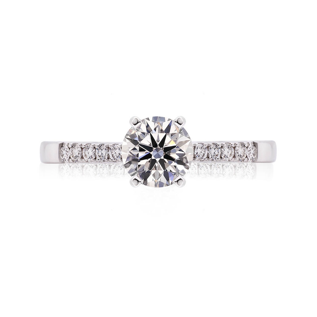 [CYC] Anillo de Compromiso Darling con un diamante natural Corte Ideal Original 1ct VS2/I y adornado con 0.18ct de diamantes naturales en oro blanco 18K