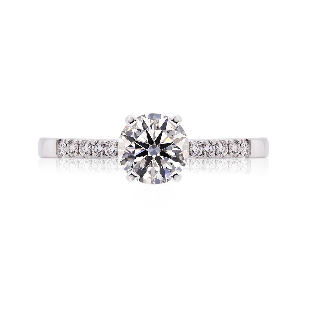 [CYC] Anillo de Compromiso Darling con un diamante natural Corte Ideal Original 1 1/3ct VS2/I y adornado con 0.18ct de diamantes naturales en oro blanco 18K