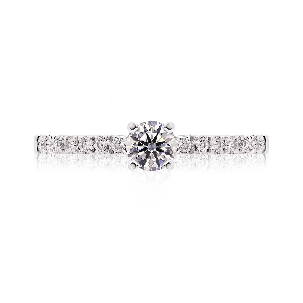 [CYC] Anillo de Compromiso Sunrise con un diamante natural Corte Ideal Original 1/3ct VS2/I y adornado con 0.20ct de diamantes naturales en oro blanco 18K