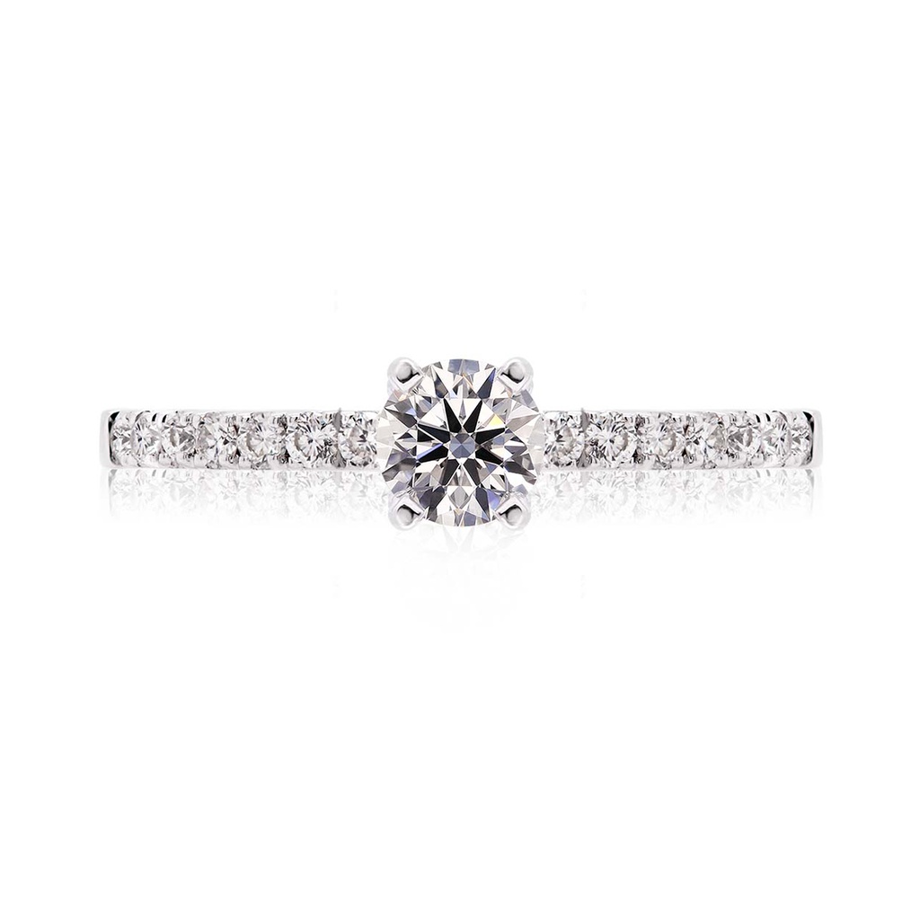 [CYC] Anillo de Compromiso Sunrise con un diamante natural Corte Ideal Original 1/2ct VS2/I y adornado con 0.20ct de diamantes naturales en oro blanco 18K