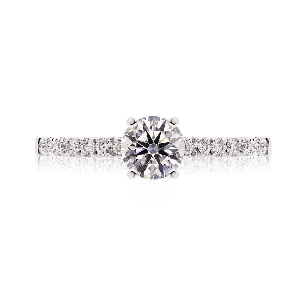 [CYC] Anillo de Compromiso Sunrise con un diamante natural Corte Ideal Original 3/4ct VS2/I y adornado con 0.20ct de diamantes naturales en oro blanco 18K