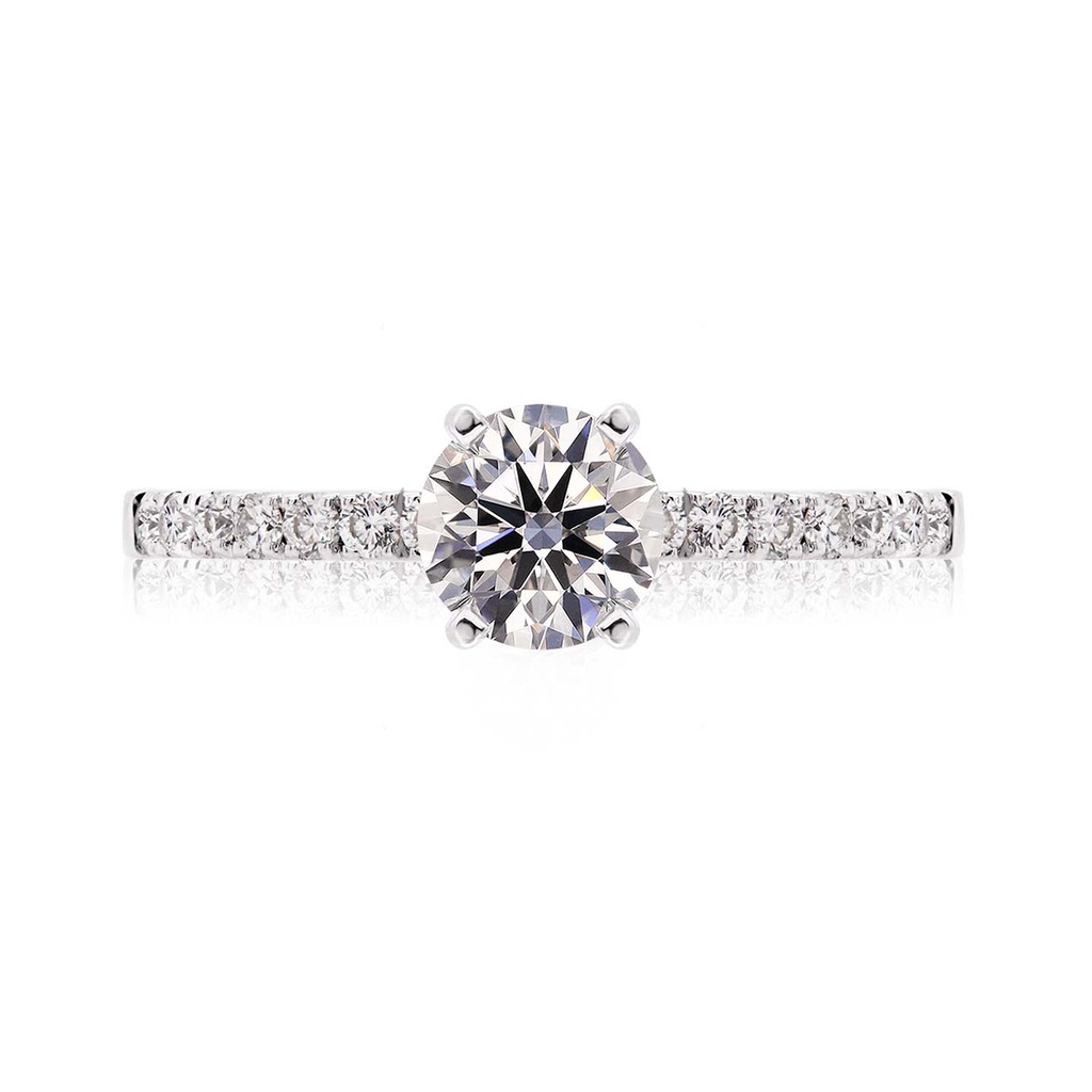 [CYC] Anillo de Compromiso Sunrise con un diamante natural Corte Ideal Original 1ct VS2/I y adornado con 0.20ct de diamantes naturales en oro blanco 18K