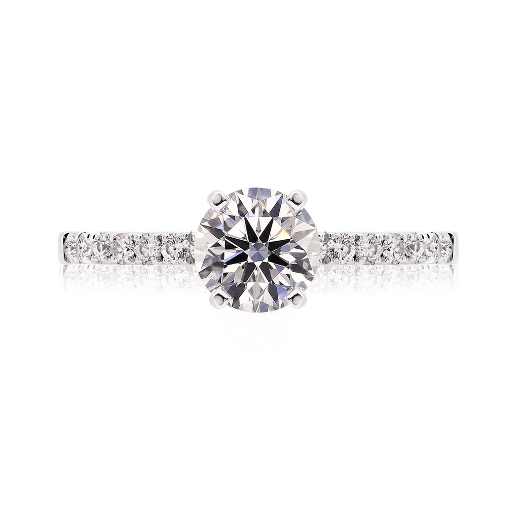 [CYC] Anillo de Compromiso Sunrise con un diamante natural Corte Ideal Original 1 1/3ct VS2/I y adornado con 0.20ct de diamantes naturales en oro blanco 18K