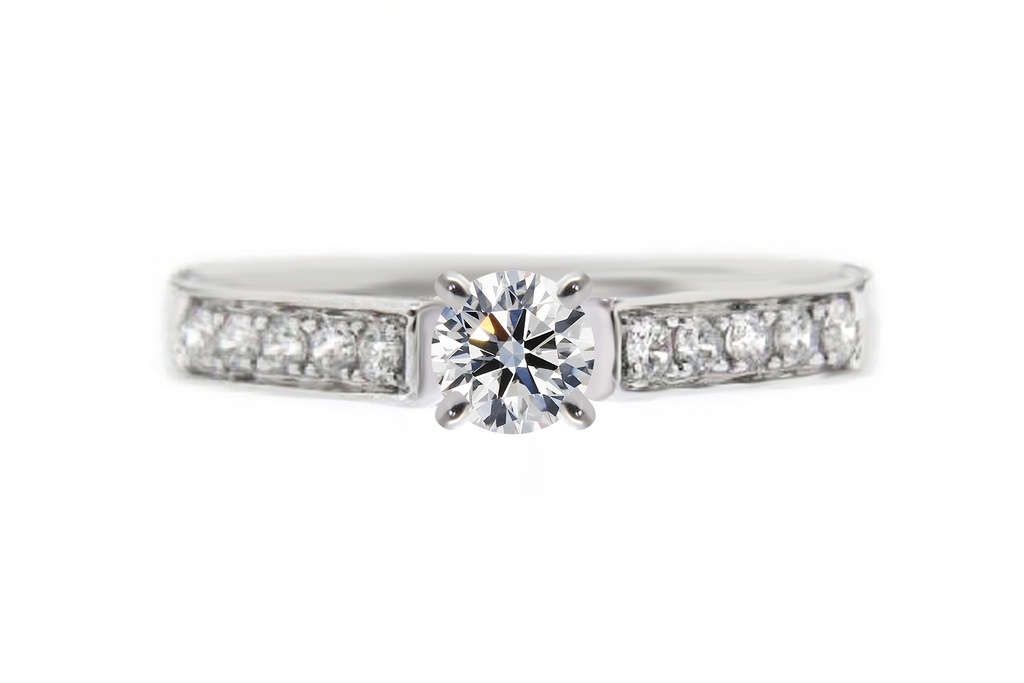 [CYC] Anillo de Compromiso Stratos con un diamante natural Corte Ideal Original 1/3ct VS2/I y adornado con 0.22ct de diamantes naturales en oro blanco 18K