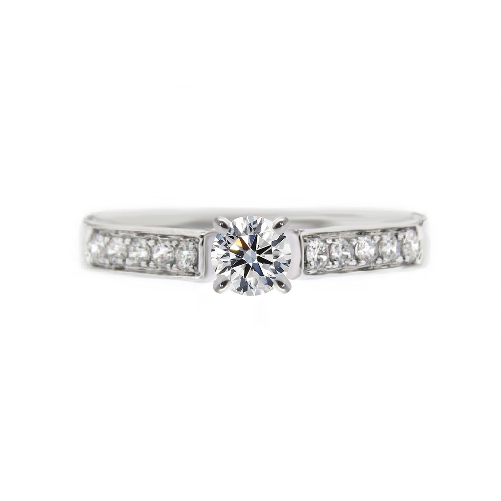 [CYC] Anillo de Compromiso Stratos con un diamante natural Corte Ideal Original 1/3ct VS2/I y adornado con 0.22ct de diamantes naturales en oro blanco 18K