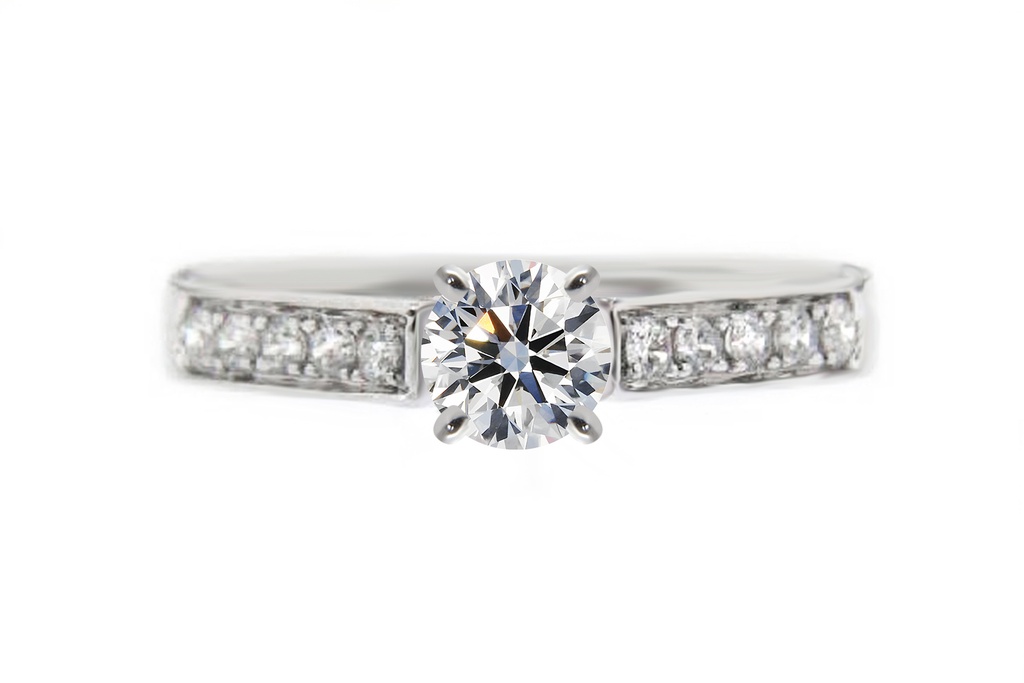 [CYC] Anillo de Compromiso Stratos con un diamante natural Corte Ideal Original 2/3ct VS2/I y adornado con 0.22ct de diamantes naturales en oro blanco 18K