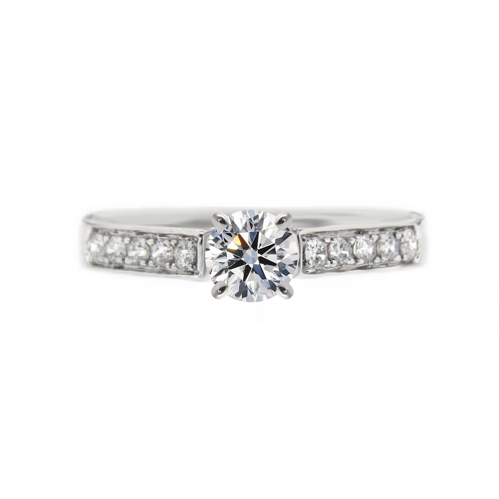 [CYC] Anillo de Compromiso Stratos con un diamante natural Corte Ideal Original 2/3ct VS2/I y adornado con 0.22ct de diamantes naturales en oro blanco 18K