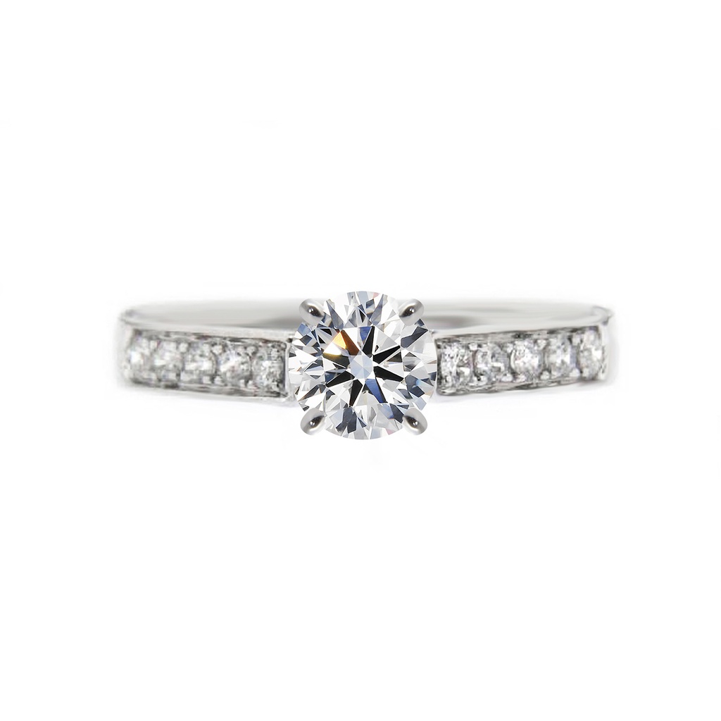 [CYC] Anillo de Compromiso Stratos con un diamante natural Corte Ideal Original 3/4ct VS2/I y adornado con 0.22ct de diamantes naturales en oro blanco 18K