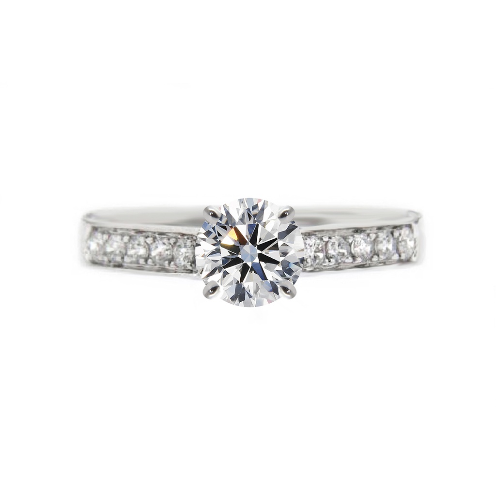 [CYC] Anillo de Compromiso Stratos con un diamante natural Corte Ideal Original 1ct VS2/I y adornado con 0.22ct de diamantes naturales en oro blanco 18K