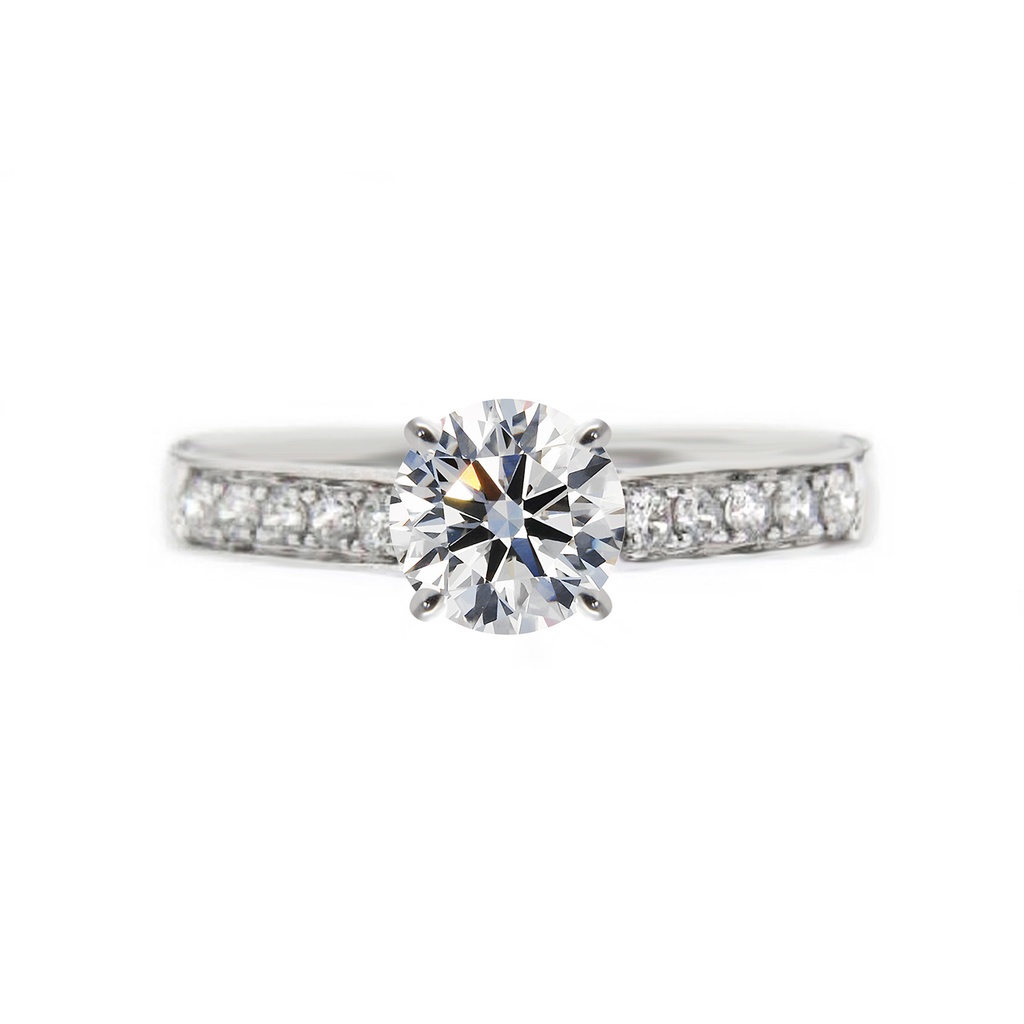 [CYC] Anillo de Compromiso Stratos con un diamante natural Corte Ideal Original 1 1/3ct VS2/I y adornado con 0.22ct de diamantes naturales en oro blanco 18K