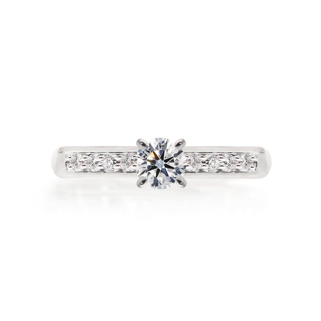 [CYC] Anillo de Compromiso Bella con un diamante natural Corte Ideal Original 1/3ct VS2/I y adornado con 0.15ct de diamantes naturales en oro blanco 18K