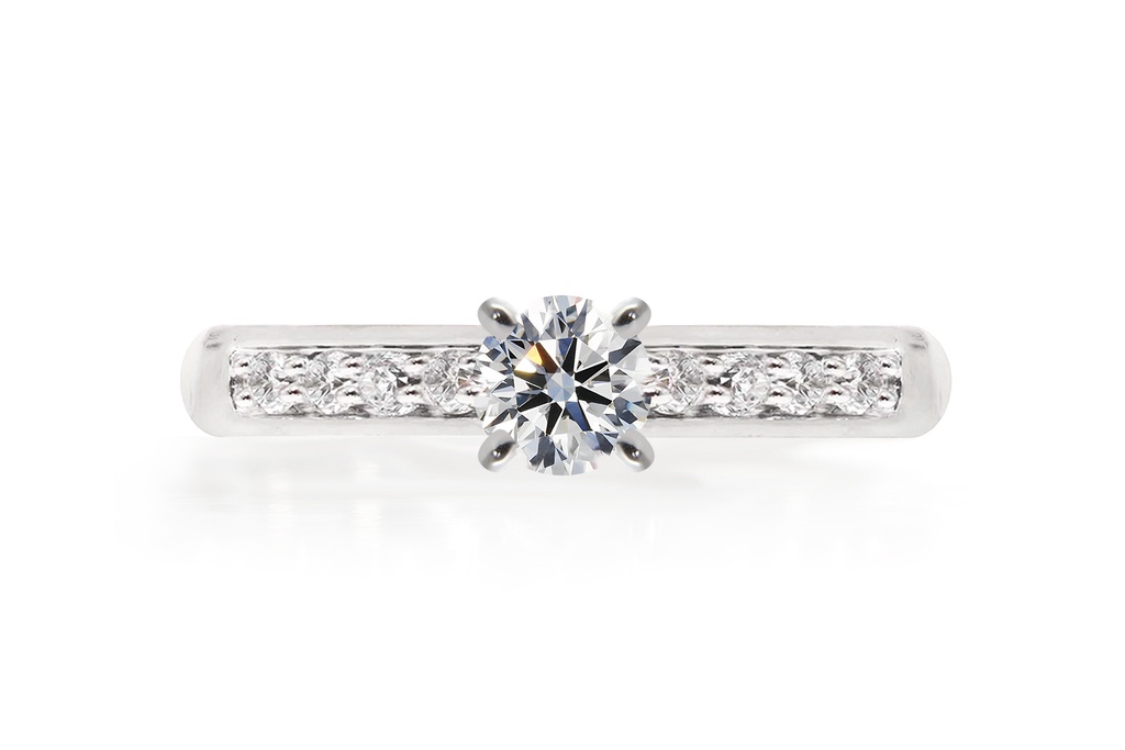 [CYC] Anillo de Compromiso Bella con un diamante natural Corte Ideal Original 1/3ct VS2/I y adornado con 0.15ct de diamantes naturales en oro blanco 18K