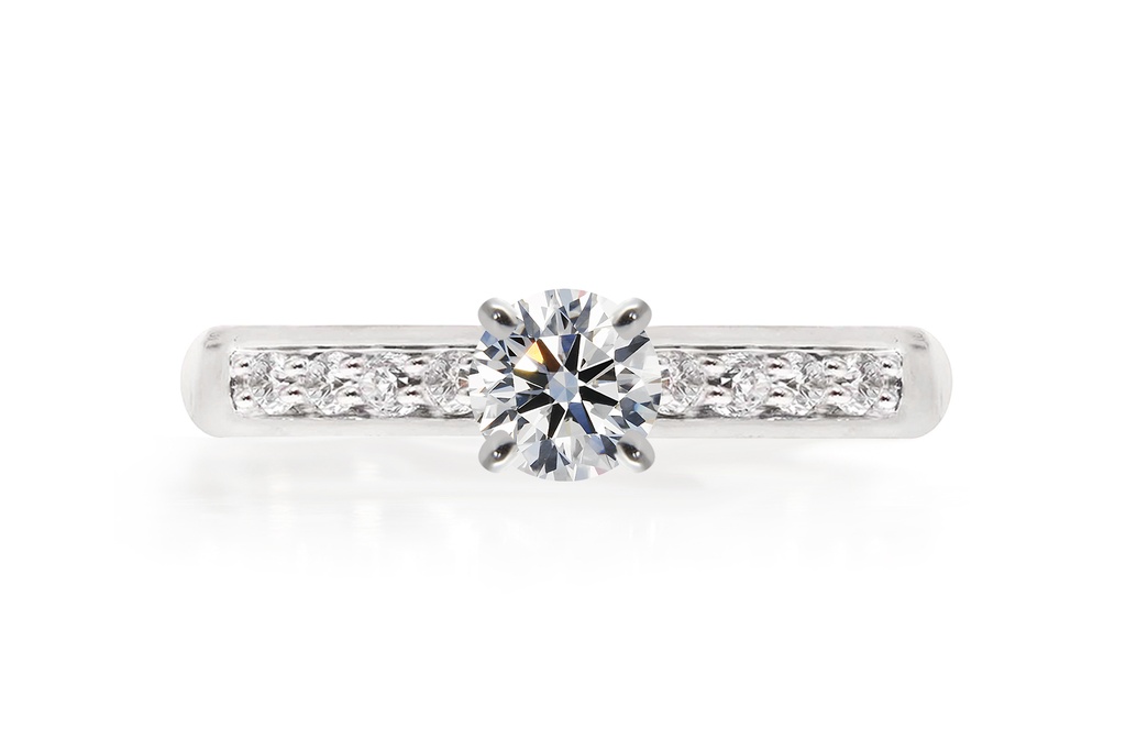 [CYC] Anillo de Compromiso Bella con un diamante natural Corte Ideal Original 1/2ct VS2/I y adornado con 0.15ct de diamantes naturales en oro blanco 18K