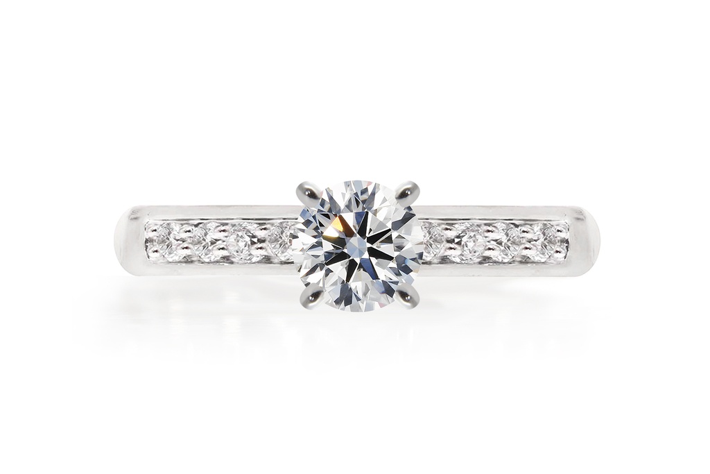 [CYC] Anillo de Compromiso Bella con un diamante natural Corte Ideal Original 2/3ct VS2/I y adornado con 0.15ct de diamantes naturales en oro blanco 18K