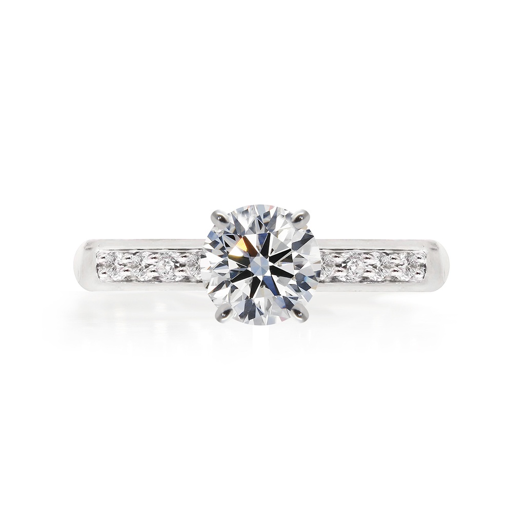 [CYC] Anillo de Compromiso Bella con un diamante natural Corte Ideal Original 1 1/3ct VS2/I y adornado con 0.15ct de diamantes naturales en oro blanco 18K