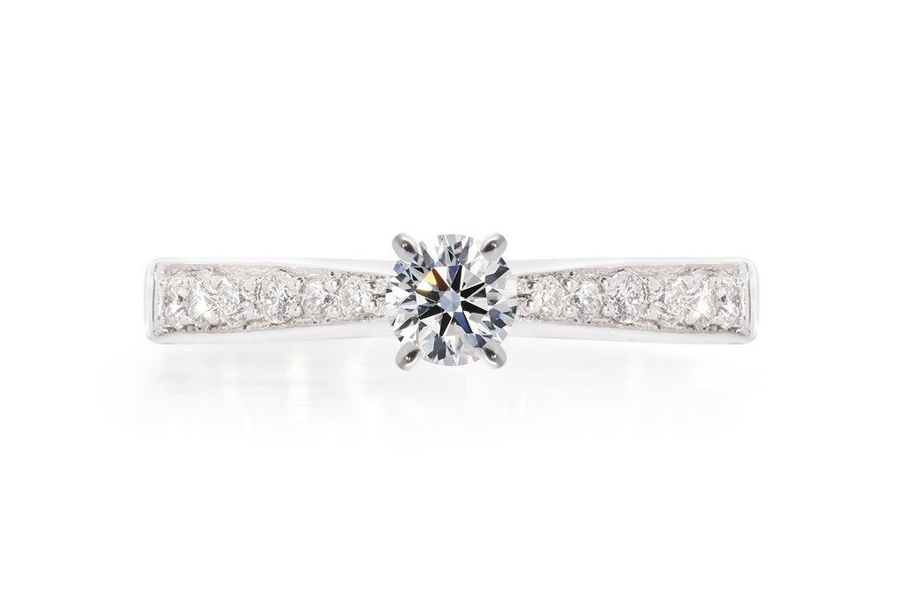 [CYC] Anillo de Compromiso Encanto con un diamante natural Corte Ideal Original 1/4ct VS2/I y adornado con 0.18ct de diamantes naturales en oro blanco 18K