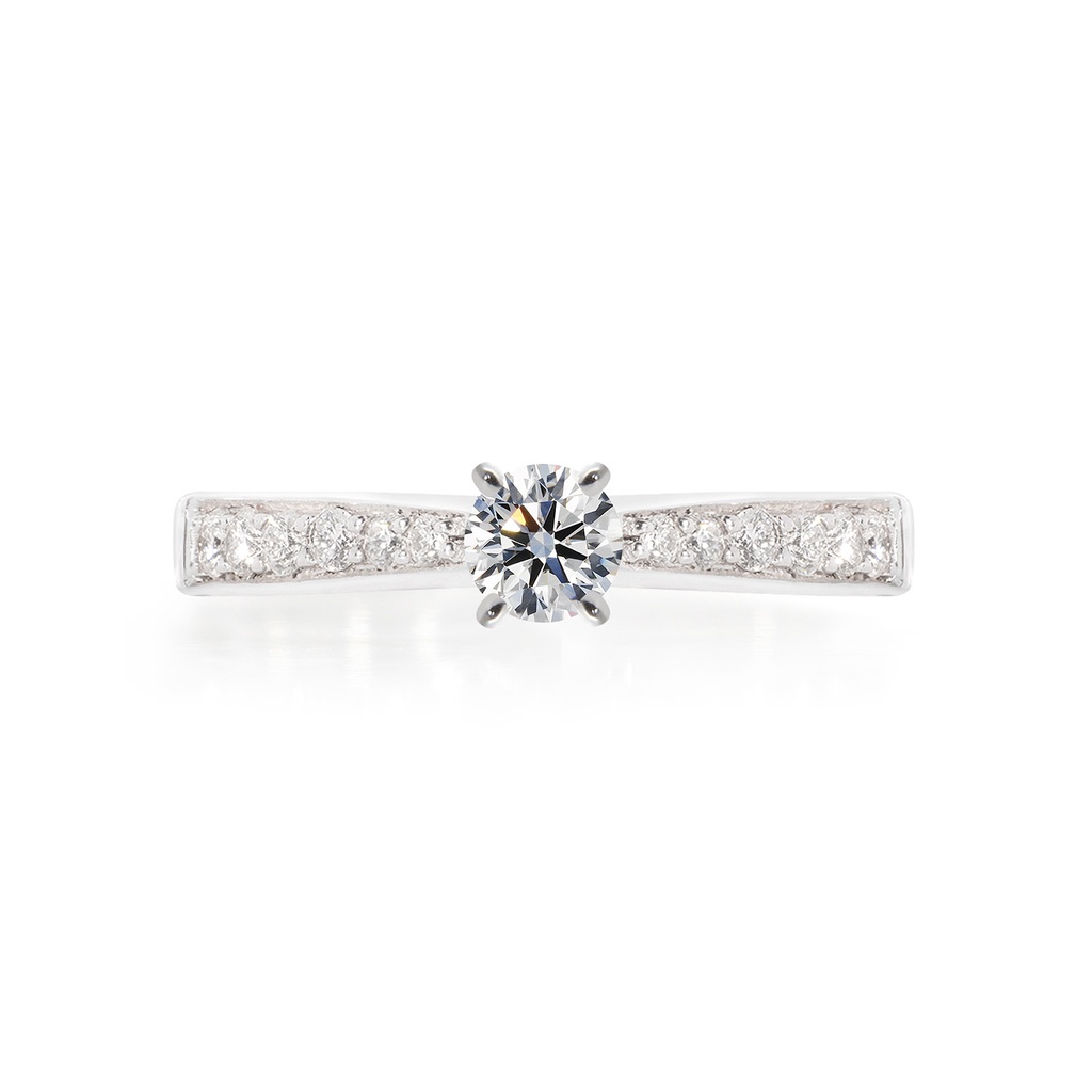 [CYC] Anillo de Compromiso Encanto con un diamante natural Corte Ideal Original 1/4ct VS2/I y adornado con 0.18ct de diamantes naturales en oro blanco 18K