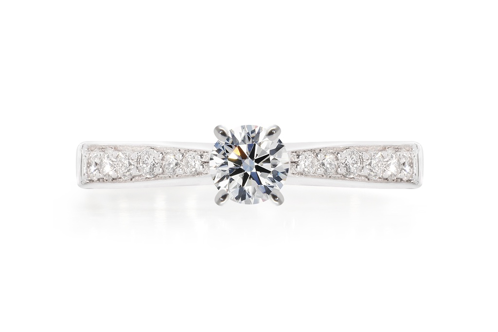 [CYC] Anillo de Compromiso Encanto con un diamante natural Corte Ideal Original 1/3ct VS2/I y adornado con 0.18ct de diamantes naturales en oro blanco 18K