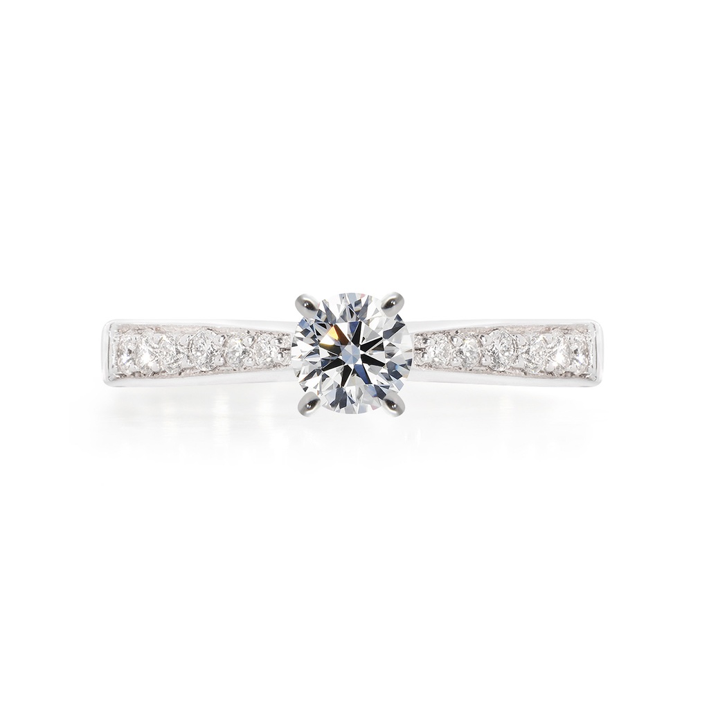 [CYC] Anillo de Compromiso Encanto con un diamante natural Corte Ideal Original 1/2ct VS2/I y adornado con 0.18ct de diamantes naturales en oro blanco 18K