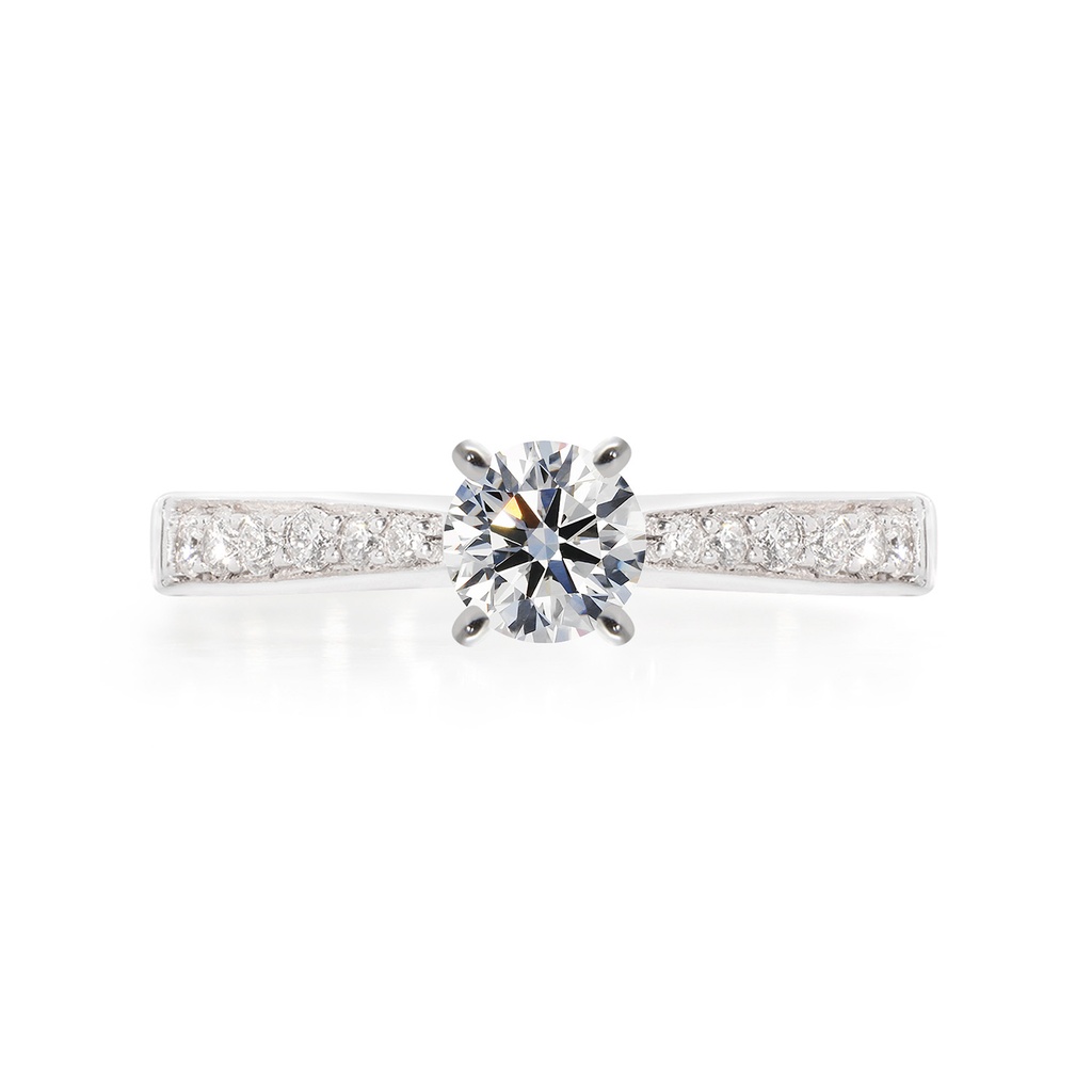 [CYC] Anillo de Compromiso Encanto con un diamante natural Corte Ideal Original 2/3ct VS2/I y adornado con 0.18ct de diamantes naturales en oro blanco 18K