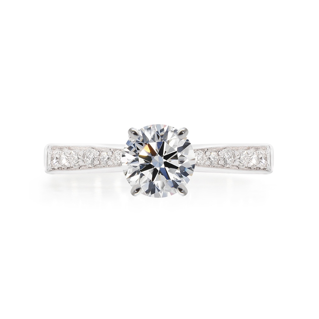 [CYC] Anillo de Compromiso Encanto con un diamante natural Corte Ideal Original 1 1/3ct VS2/I y adornado con 0.18ct de diamantes naturales en oro blanco 18K