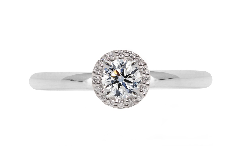 [CYC] Anillo de Compromiso Cinderella I con un diamante natural Corte Ideal Original 1/3ct VS2/I y adornado con 0.09ct de diamantes naturales en oro blanco/rosa 18K