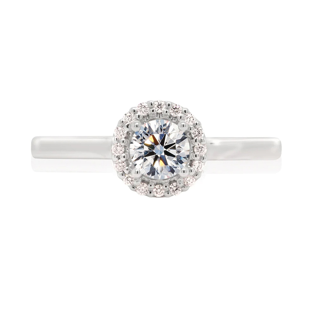 [CYC] Anillo de Compromiso Cinderella I con un diamante natural Corte Ideal Original 1/3ct VS2/I y adornado con 0.09ct de diamantes naturales en oro blanco/rosa 18K