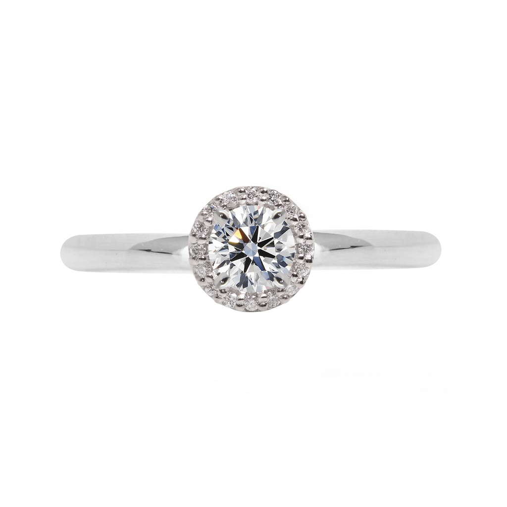 [CYC] Anillo de Compromiso Cinderella I con un diamante natural Corte Ideal Original 1/2ct VS2/I y adornado con 0.09ct de diamantes naturales en oro blanco/rosa 18K