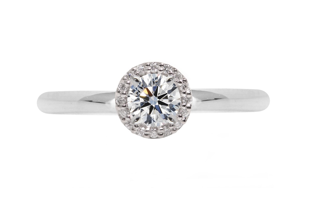 [CYC] Anillo de Compromiso Cinderella I con un diamante natural Corte Ideal Original 1/2ct VS2/I y adornado con 0.09ct de diamantes naturales en oro blanco/rosa 18K