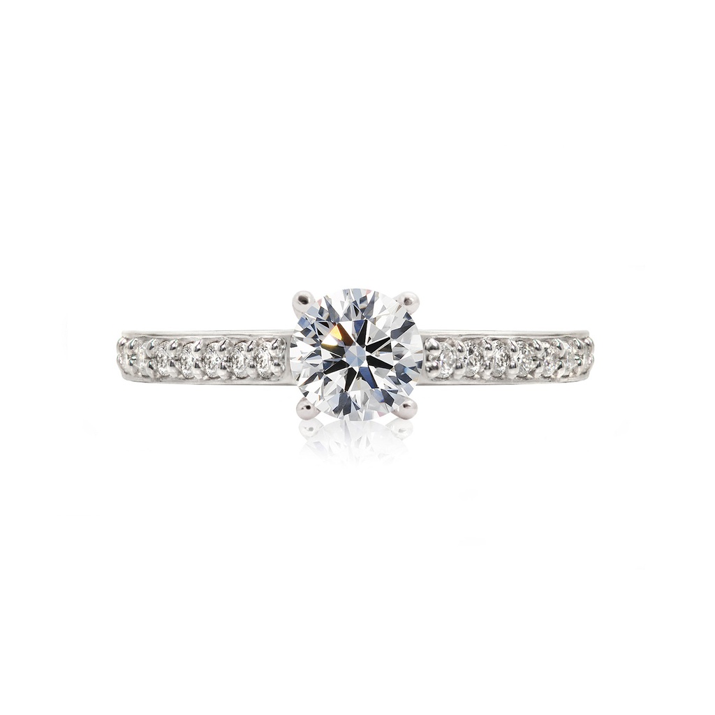 [CYC] Anillo de Compromiso Cinderella II con un diamante natural Corte Ideal Original 2/3ct VS2/I y adornado con 0.37ct de diamantes naturales en oro blanco/rosa 18K