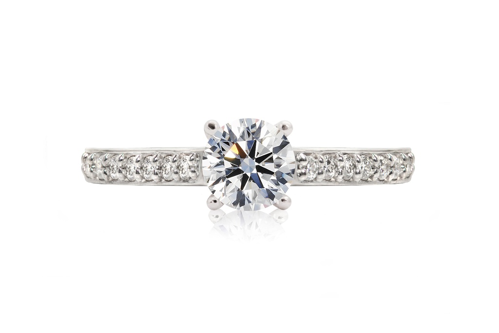 [CYC] Anillo de Compromiso Cinderella II con un diamante natural Corte Ideal Original 2/3ct VS2/I y adornado con 0.37ct de diamantes naturales en oro blanco/rosa 18K