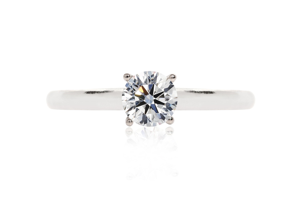 [CYC] Anillo de Compromiso Cinderella V con un diamante natural Corte Ideal Original 2/3ct VS2/I en oro blanco/rosa 18K