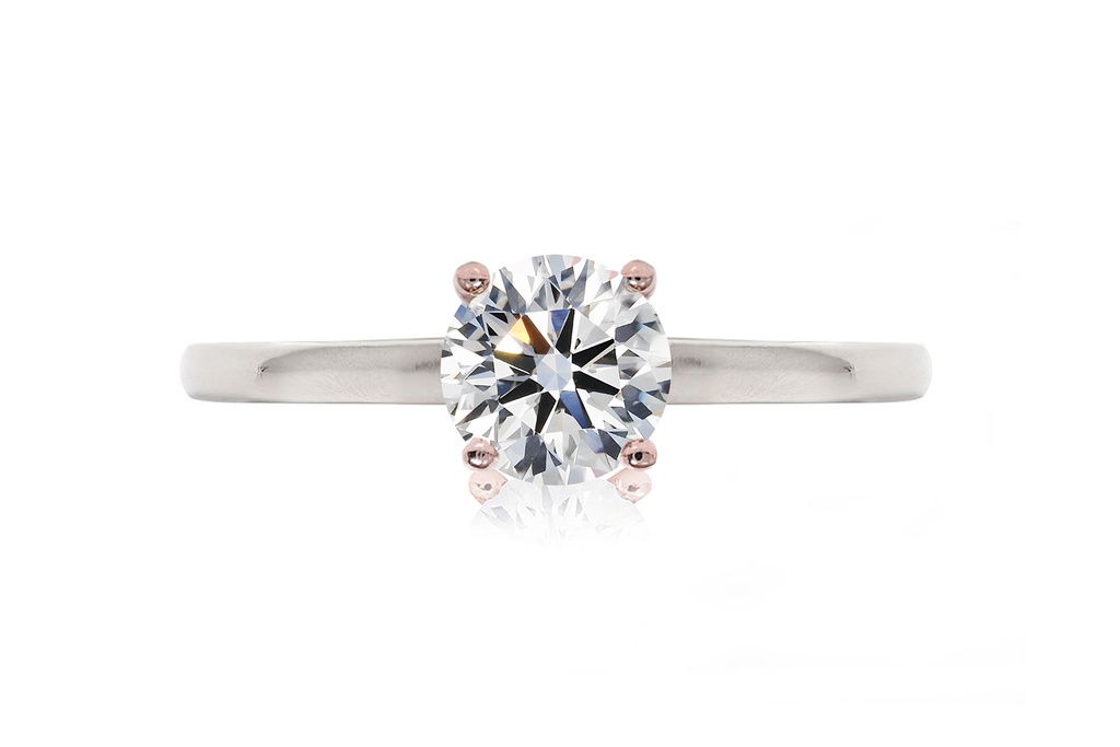 [CYC] Anillo de Compromiso Cinderella VII con un diamante natural Corte Ideal Original 3/4ct VS2/I en oro blanco/rosa 18K