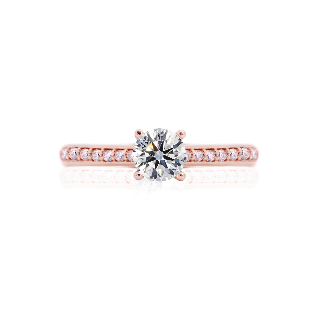 [CYC] Anillo de Compromiso Baciami con un diamante natural Corte Ideal Original 1/2ct VS2/I y adornado con 0.14ct de diamantes naturales en oro rosa 18K