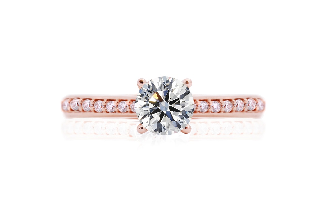 [CYC] Anillo de Compromiso Baciami con un diamante natural Corte Ideal Original 2/3ct VS2/I y adornado con 0.14ct de diamantes naturales en oro rosa 18K