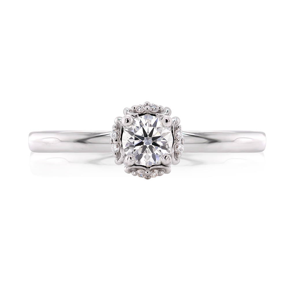 [CYC] Anillo de Compromiso Fiorella con un diamante natural Corte Ideal Original 1/3ct VS2/I y adornado con 0.04ct de diamantes naturales en oro blanco 18K