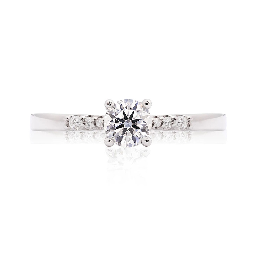[CYC] Anillo de Compromiso La Mia Vita con un diamante natural Corte Ideal Original 1/3ct VS2/I y adornado con 0.07ct de diamantes naturales en oro blanco 18K