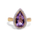 Anillo AMATISTA-PERA HALO-B23P 7.8gr ORO AMARILLO/BLANCO 18K