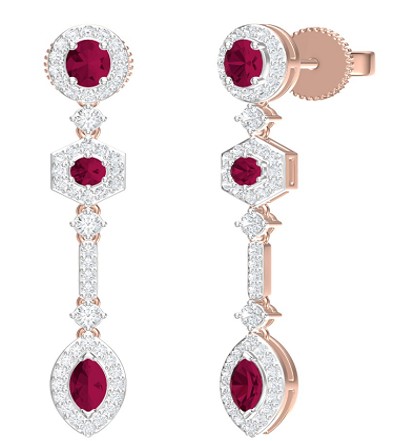 Aretes ‘María de Lujo’ RUBÍ-0.89ct DIAMANTE-0.56ct 3.9gr 18K 