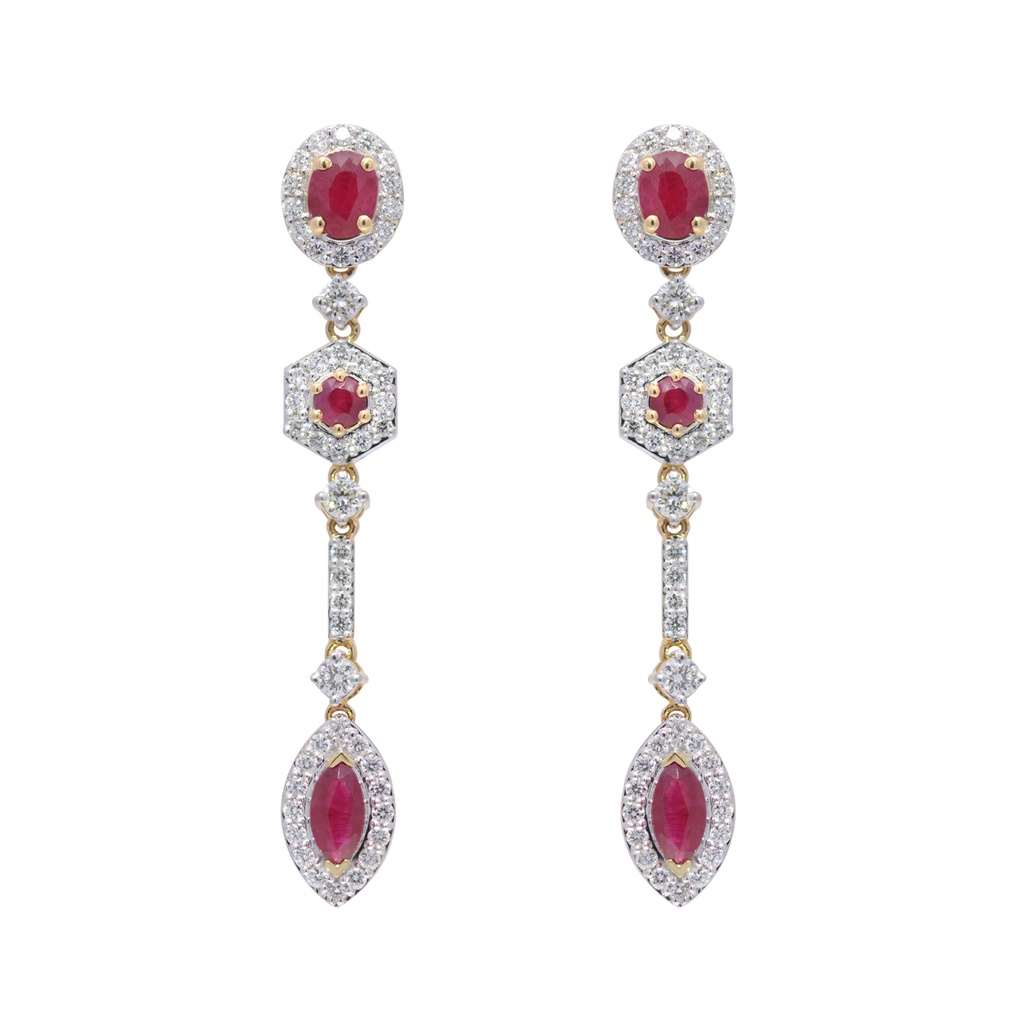Aretes ‘María de Lujo’ RUBÍ-0.89ct DIAMANTE-0.56ct 3.9gr 18K 
