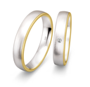 [CYC] Par de argollas de matrimonio "INSPIRATIONS" - Oro 14k combinado 4.5mm (04151-04152)
