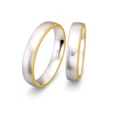 [CYC] Par de argollas de matrimonio "INSPIRATIONS" - Oro 14k combinado 4.5mm (04151-04152)
