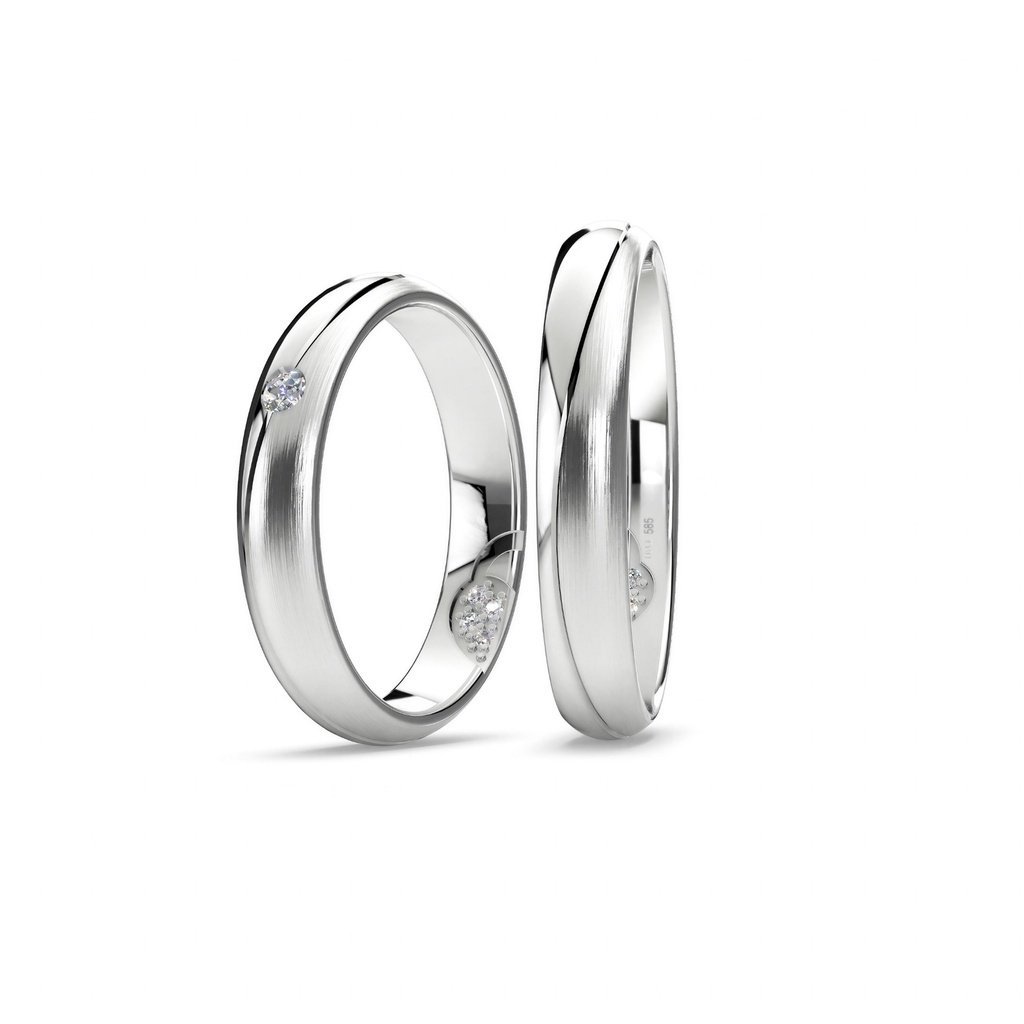 [CYC] Par de argollas de matrimonio "SECRET PROMISE" - Oro 14k 4mm candado (06651-06652)